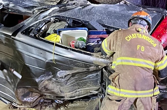 Firefighters had to cut a driver out of a vehicle tonight on the interstate