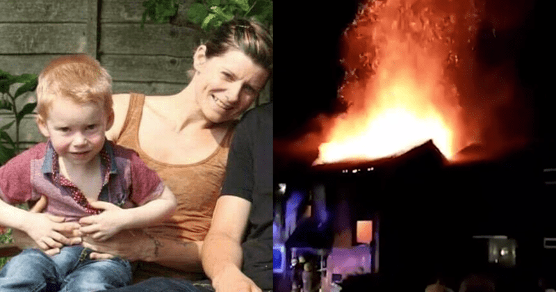 Mom died trying to protect son after 2 men poured petrol through letterbox & set their house on fire