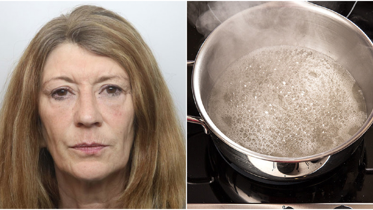 A woman has been sentenced to life in prison for killing her husband by throwing a boiling pot of water on top of him as he slept