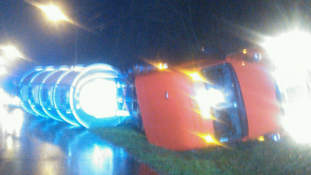 CFD crews respond to an overturned tractor-trailer on Moccasin Road