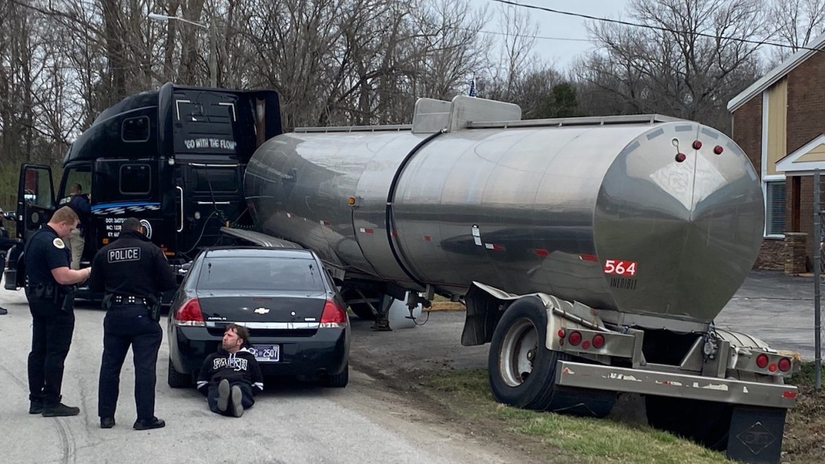 Man charged with aggravated robbery causing serious injury after he stole an empty tanker truck from a parking lot on E. Thompson Lane