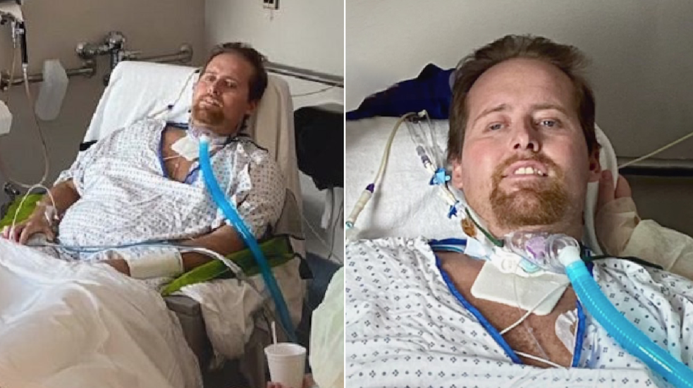 Unvaccinated father, who spent 47 days on ECMO and was given 6% chance of surviving after contracting COVID-19, says he is still sore as his muscles regenerate, and has nerve damage in his hands and feet