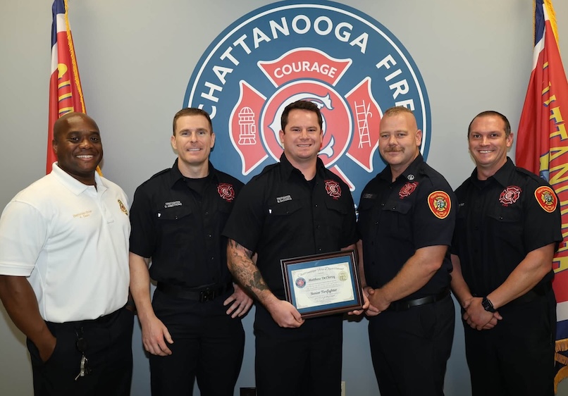 Chattanooga Fire Department promotes firefighter to senior firefighter, chief praises dedication and leadership